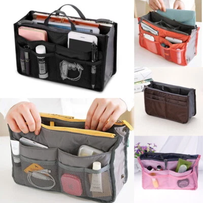 Damen Reise-Einsatz Handtasche Organizer Aufgeräumte Tasche Futter Kosmetik 13 Taschen