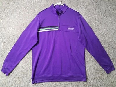 Moletom Adidas masculino L grande roxo pulôver suéter 1/4 zíper golfe adulto - Imagem 1 de 4