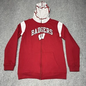Wisconsin Badgers Helmet Hoodie Mesh Face Sweatshirt Red Youth XL 18 Full Zip - Picture 1 of 13