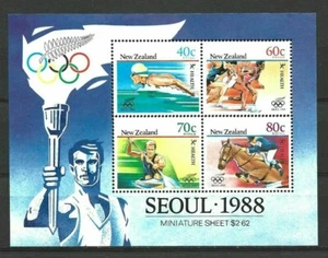 MINT 1988 NEW ZEALAND NZ HEALTH OLYMPICS SEOUL STAMP MINI SHEET - Picture 1 of 1