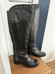Botas italianas vintage de cuero con tachuelas sobre la rodilla talla 37 tacón cubo Vera Gomma - Imagen 1 de 8