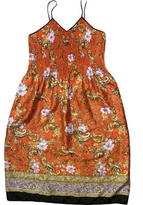 70’s Mary McFadden Large Red Maxi Pleated Dress Loungewear Nightgown Festival - Image 1 of 4