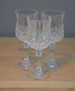 3 Cristal D'Arques-Durand Small Wine Longchamp wine stems Glasses 6.5" - Picture 1 of 5