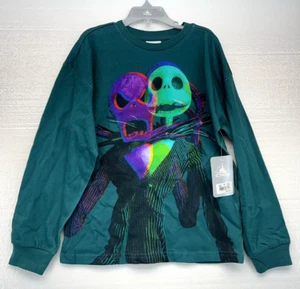 Disney Jack Skellington Nightmare Before Christmas Boys Long Sleeve Shirt Green - Picture 1 of 8