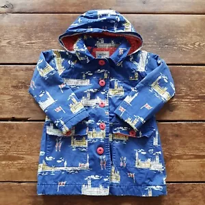Mini Boden Hooded Cotton Jacket 3-4 Years Blue London Print - Picture 1 of 6