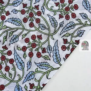 10 Yard Hand Block Multi Floral Print Fabric Natural Handmade Cotton Indian - Picture 1 of 6