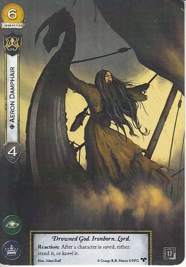 3 x Aeron Damphair AGoT LCG 2.0 Game of Thrones Alternate Art Promo - Image 1 of 1