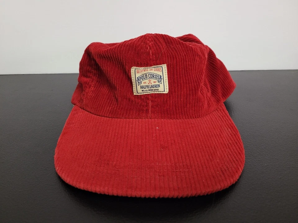 VTG Polo Ralph Lauren Hat Cap Mens Large Fitted Red Corduroy Long Bill 90s USA - Image 1 of 4