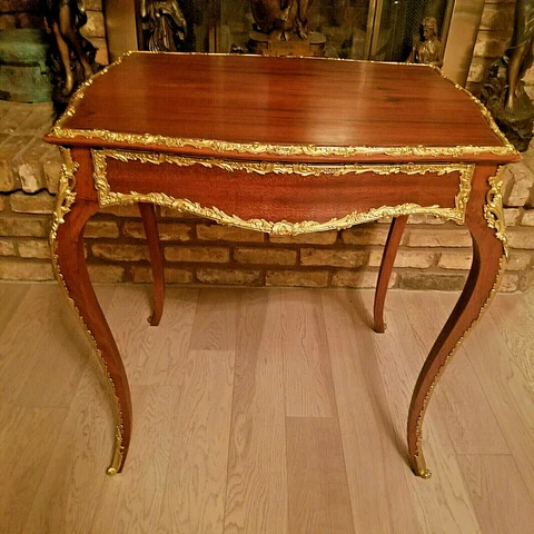 Antique Louis XV type table with gold gilded gold ormolu Cover