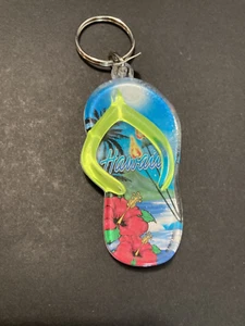 Hawaii Beach Sandal Acrylic Keychain Souvenir Palm Tree Hibiscus Free Shipping - Picture 1 of 3