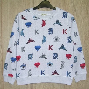 Kenzo Boys Grey All Over Print Jersey Jumper Crew Sweater Age 7 122cm - Picture 1 of 3