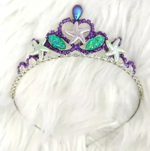 TIARA SIRENA Diadema Hecha a Mano Joya de Estrellas de Mar Púrpura Iridiscente Cristal - Imagen 1 de 6