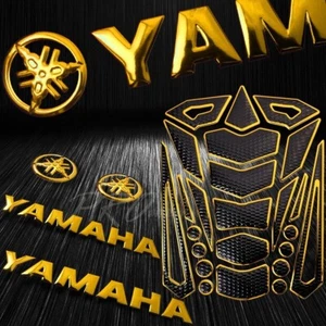 24PCs Chrome Gold Fuel Tank Pad+8" for Yamaha Logo+Letter Fairing Emblem Sticker - Picture 1 of 6