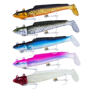 Goture 5pcs Soft Lures Jig Head Lead Swimming Lifelike Silicone Bait Treble Hook - Picture 1 of 8