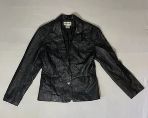 VTG Bagatelle Jacket Womens Size 6 Black Soft Leather Lined Button Blazer Coat - Picture 1 of 11