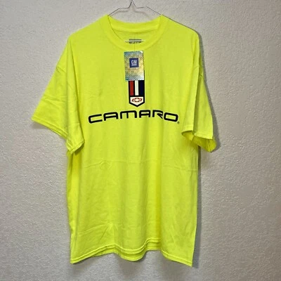 Camaro футболка мужская XL неоновый желтый коротким рукавом GM Chevy футболка красный белый синий логотип - Изображение 1 из 4