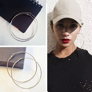 Women's Fashion Jewelry Gold Plated 2" Round Hoop Earrings 50-1 - Picture 1 of 2
