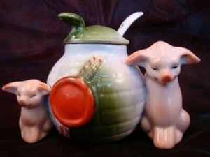Musztarda świnia Zwierzęcy Estilo Art Deco Estilo Art Nouveau porcelana esmaltada - Imagen 1 de 6