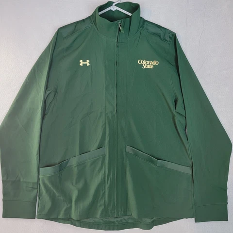 Colorado State Rams Under Armour UA Team Full Zip Warm Up Jacket Green Womens XL Cover