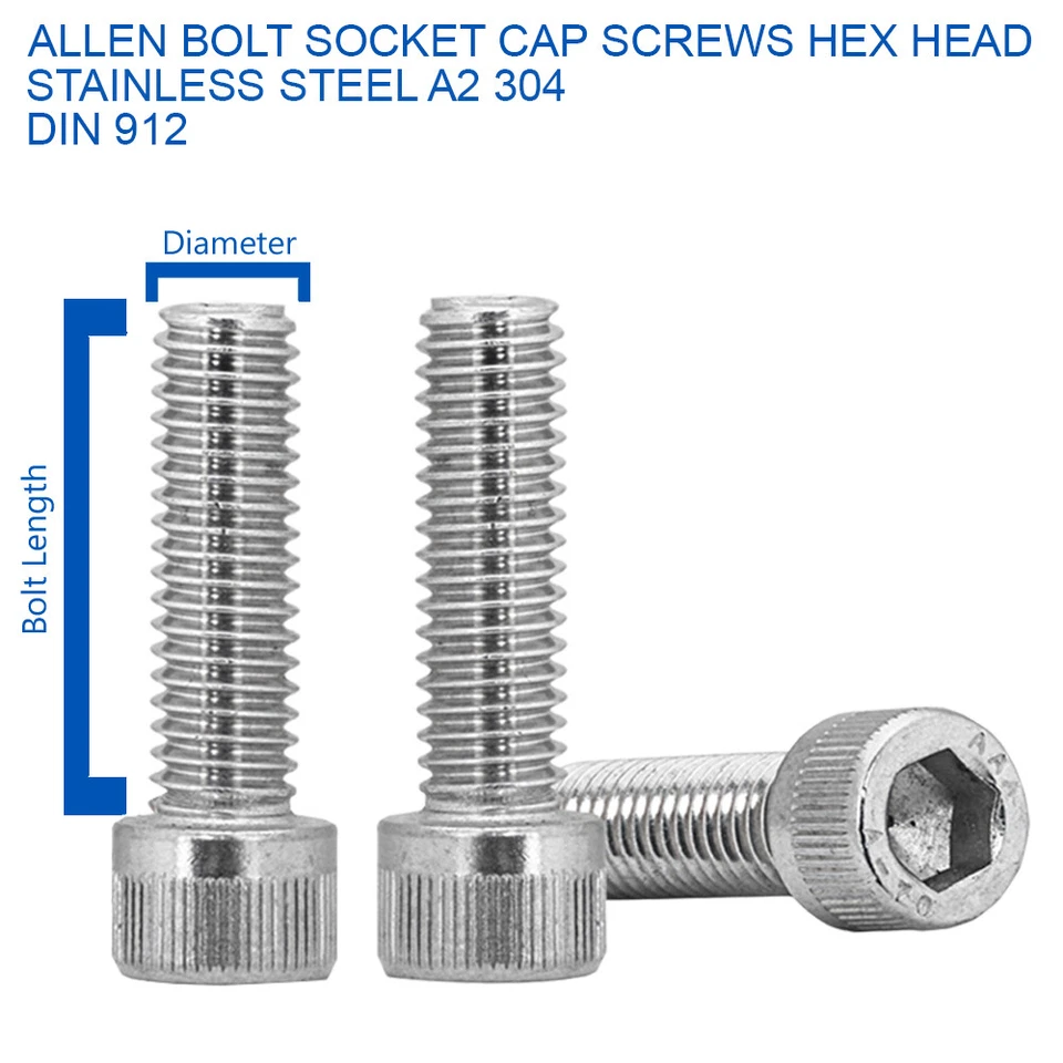 A2Z FAST M2 M2.5 M3 M4 CAP HEAD ALLEN BOLTS STAINLESS STEEL SOCKET SCREW DIN 912