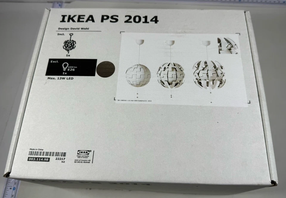 Lámpara Colgante Ikea David Wahl PS 2014 Star Wars "Estrella de la Muerte" Blanco/Plata 14" Foto 1 de 4