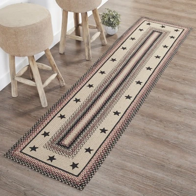 Accent Rug/Runner Colonial Star Jute Country 24x96 Rect No Slip Floor VHC Brands - Image 1 of 4