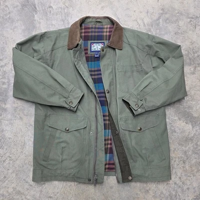 Vintage Sutter & Grant Mens Large Green Canvas Leather Collar Lined Barn Chore - Image 1 of 4