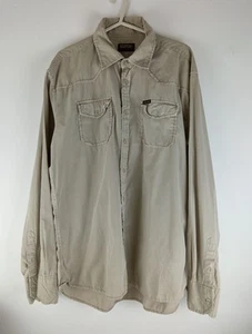 Scotch & Soda Shirt Mens XL Beige Shirt With Pockets Military Style Long Sleeve - Picture 1 of 9