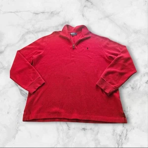 Polo Ralph Lauren Men’s Red 1/4 Zip Pullover Sweater 100% Cotton Size XL - Picture 1 of 9