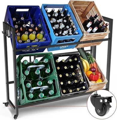 Metal Drinks Crate Rack 6 Crates Freestanding Black Adjustable Height 6 Hold - Image 1 of 4