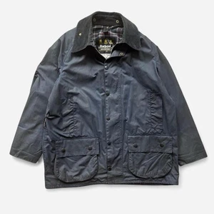 Barbour Vintage A155 Beaufort, Navy Wax Jacket C44 Men’s Large 90's Made in Eng. - Picture 1 of 15