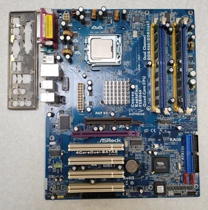 Mainboard ASRock 4CoreDual-SATA2 Sockel 775, Intel Core 2 Duo E7400, 2GB DDR2 - Bild 1 von 5