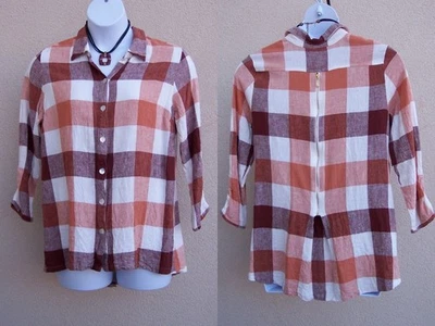 Camisa Soft Surroundings Cuadros Carreaux Talla XL COLOR OTOÑO Cremallera Trasera Top Blusa Foto 1 de 4