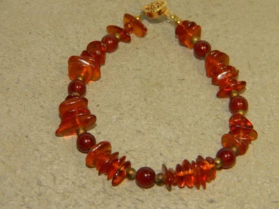 Pulsera ámbar con cuentas planas y redondas cierre dorado Foto 1 de 4