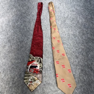 Vtg Coca-Cola Tie Vintage Tan Polyester Red Logo Necktie Consort Golden Clasp - Image 1 of 4