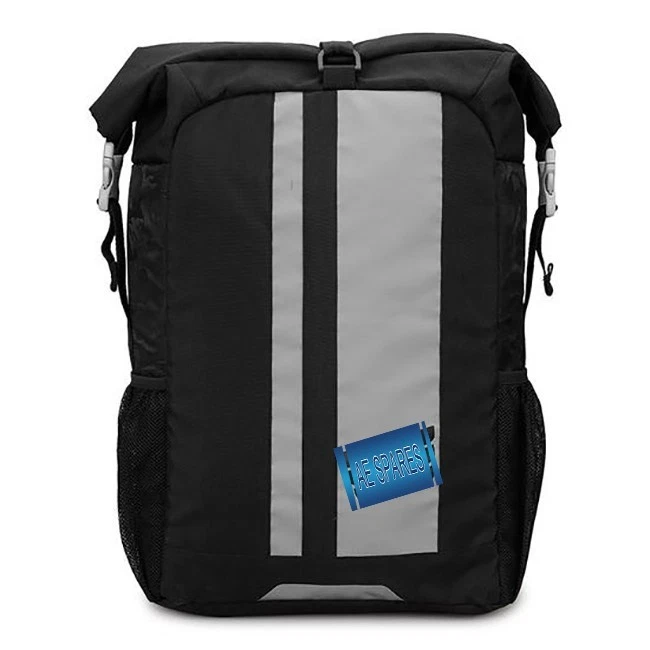 Rolle Top Streifen Rucksack Schwarz Grau Für Royal Enfield Rider S2u - Bild 1 von 1