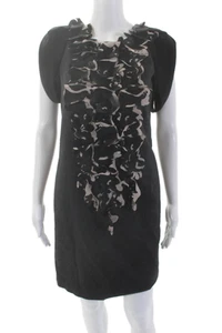 Vivienne Tam Womens Wool Long Sleeve Short Sleeve Textured Shift Dress Gray Size - Picture 1 of 6