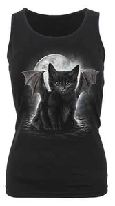 Spiral Direct BAT CAT Razor Back Vest Top/Black Cat/Darkwear/Goth/Vampire/Top - Picture 1 of 2