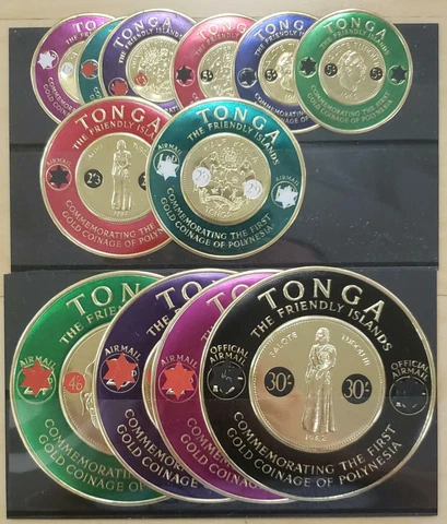Tonga Coin Stamps SURCHARGED - Scott 140-45 C11- C15 C08 1965 Coin Stamps - MNH Cover
