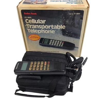 TELÉFONO BOLSA CELULAR TRANSPORTABLE RADIO SHACK CT-1055 de colección como está piezas utilería reparación Foto 1 de 4