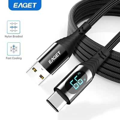 66w USB Type C Cable For iPhone 15 Super Fast USBC Phone Charger Braided Lead  - Image 1 of 4