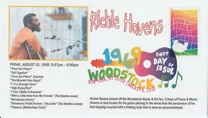 6° Cachets 5409 FDC Woodstock 1969 Peace and Music Richie Havens w/ DCP - Picture 1 of 1
