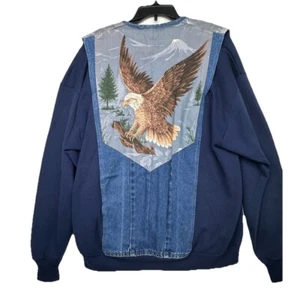 Vintage Handmade Jacke Eagle Wrangler Sweatshirt Snap Harley Biker Gr. XL USA - Bild 1 von 11