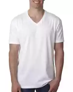 V-Ausschnitt 100% Baumwolle Tagless T-Shirts für Herren Unter Shirt Tee Uni Weiß - L - Bild 1 von 2