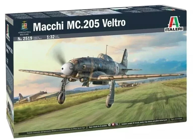 ITALERI 1:32 KIT AEREO MACCHI MC.205 VELTRO CON  DECALS  PER 8 VERSIONI     2519 - Immagine 1 di 1