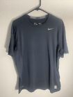 Nike Dri Fit Pro Combat Navy Blue Fitted Shirt Mens XL Short Sleeve
