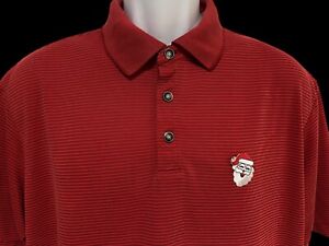 Tommy Bahama Polo Shirt Mens XXL Christmas Santa Claus Red Holiday Embroidered