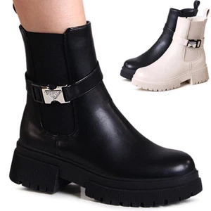 Damen Plateau Stiefeletten Chelsea Boots Booties Ankle Boots Glitzer - Bild 1 von 7