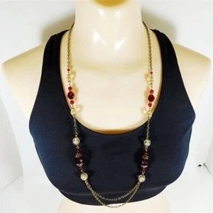 Collar 30 cuentas metal rojo y blanco 612/2390 - Imagen 1 de 4