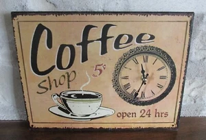 Kaffeetasse Laden Wanduhr * Primitive Retro Küchendeko * Batteriebetrieben * Neu im Karton - Bild 1 von 3